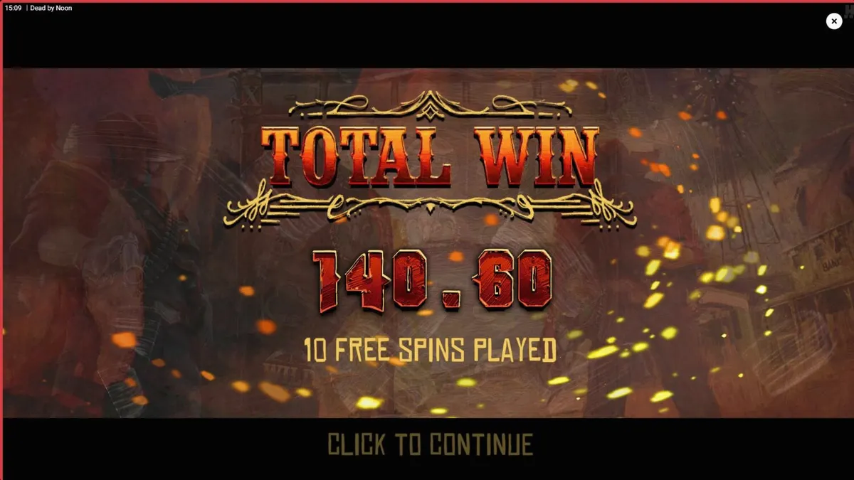 Pemandangan kota Wild West yang berdebu dan mencekam dalam slot Dead by Noon.