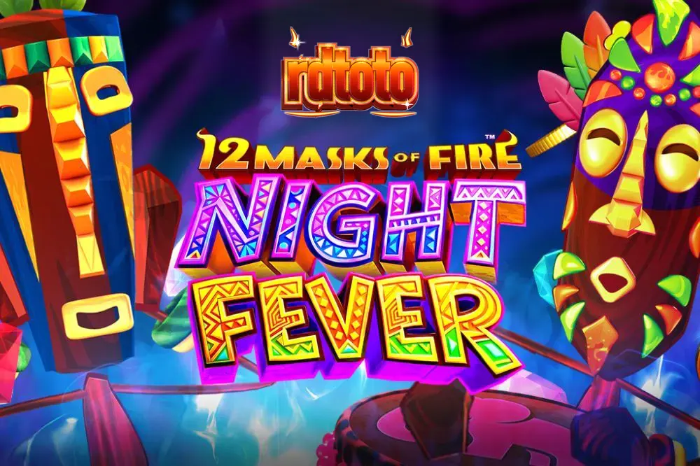Tampilan visual slot 12 Masks of Fire: Night Fever dengan tema pesta neon